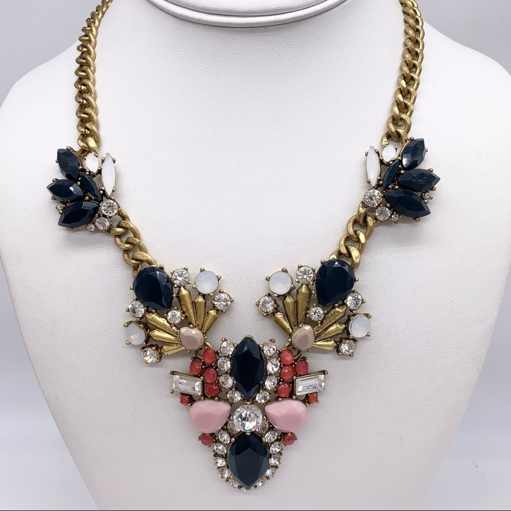 J. Crew Navy Blue Opalescent Jeweled Necklace